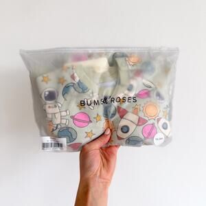 Bums & Roses No Space To Go Two-Piece Sweat Set Green 18-24M NWT